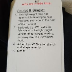 lululemon athletica Tops - Lululemon Sculpt It Singlet Tank lululemon athletica Tops - Lululemon Sculpt It Singlet Tank